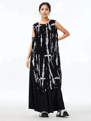 Elegant Sleeveless Asymmetrical Maxi Shirt - Black-SimpleModerne