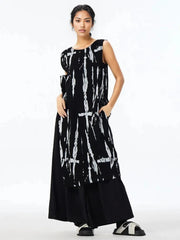 Elegant Sleeveless Asymmetrical Maxi Shirt - Black-SimpleModerne