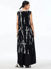 Elegant Sleeveless Asymmetrical Maxi Shirt - Black-SimpleModerne