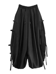 Gothic Style Balloon Fit Trousers with Lace-Up Decoration-SimpleModerne