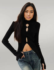 Gothic Style Cut Out Sweater-SimpleModerne