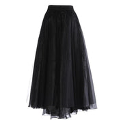 Gothic Style Tulle Skirt with Buckle Closure-SimpleModerne