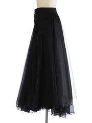 Gothic Style Tulle Skirt with Buckle Closure-SimpleModerne