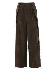 Irregular Design Trousers with Pleated Front-SimpleModerne