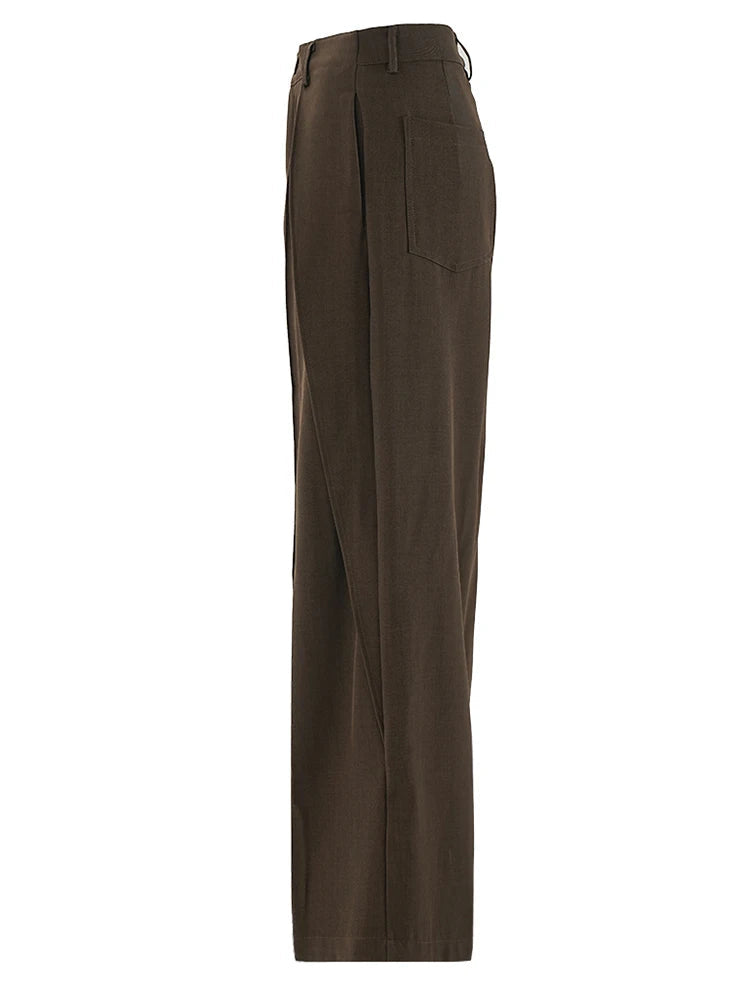 Irregular Design Trousers with Pleated Front-SimpleModerne