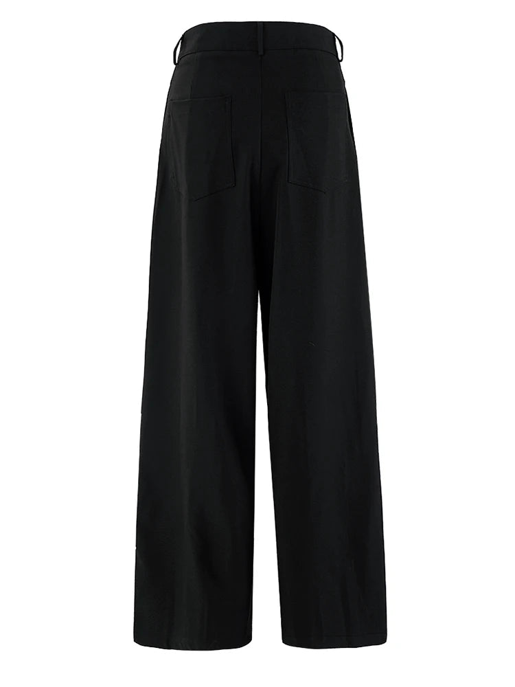 Irregular Design Trousers with Pleated Front-SimpleModerne