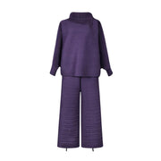 Japanese Pleated Design Two Piece Purple Set-SimpleModerne