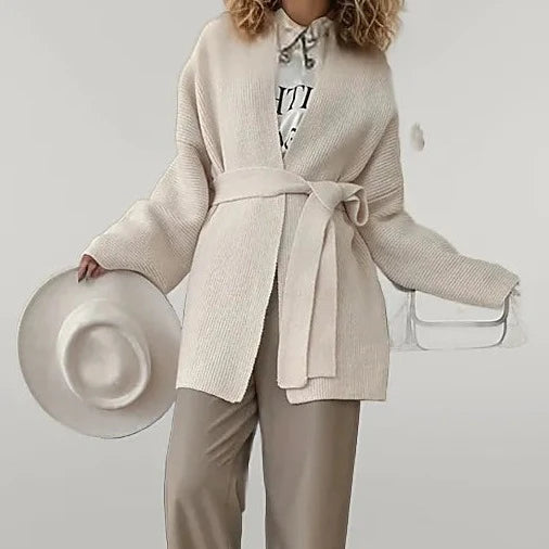 Jazz Up Belted Basic Beige Cardigan-SimpleModerne