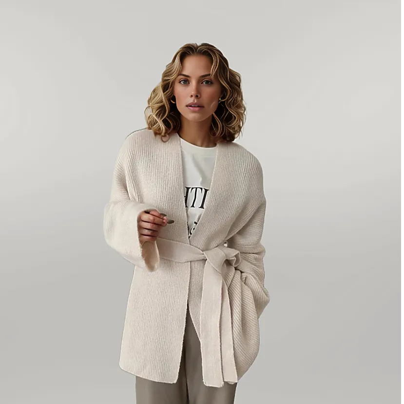 Jazz Up Belted Basic Beige Cardigan-SimpleModerne