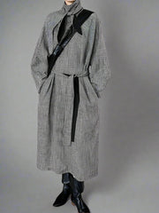 Jazz Up Belted Trench Dress with High Neck-SimpleModerne