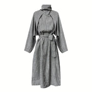 Jazz Up Belted Trench Dress with High Neck-SimpleModerne