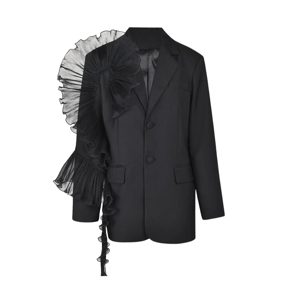 Jazz Up Blazer with Organza Decoration-SimpleModerne