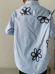 Jazz Up Blue Shirt with Flower Print-SimpleModerne