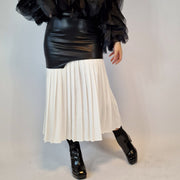 Jazz Up Chic Pleated Skirt with Eco Leather-SimpleModerne