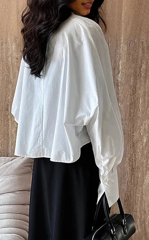 Jazz Up Cropped White Shirt-Blouse-SimpleModerne