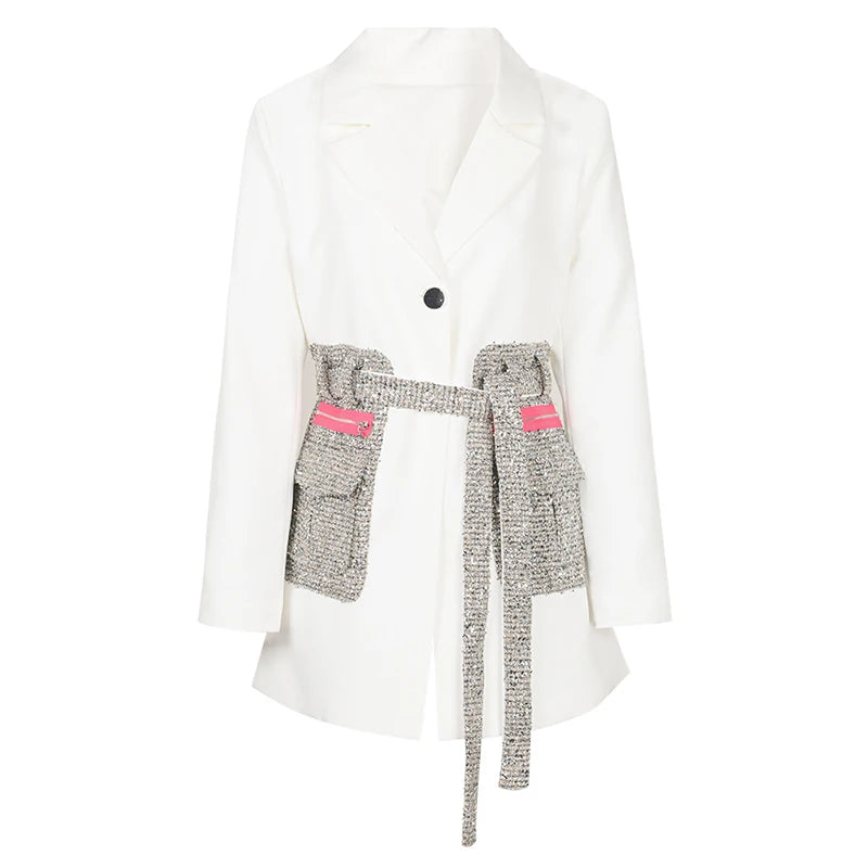 Jazz Up Irregular Design Blazer with Glitter Pockets-SimpleModerne