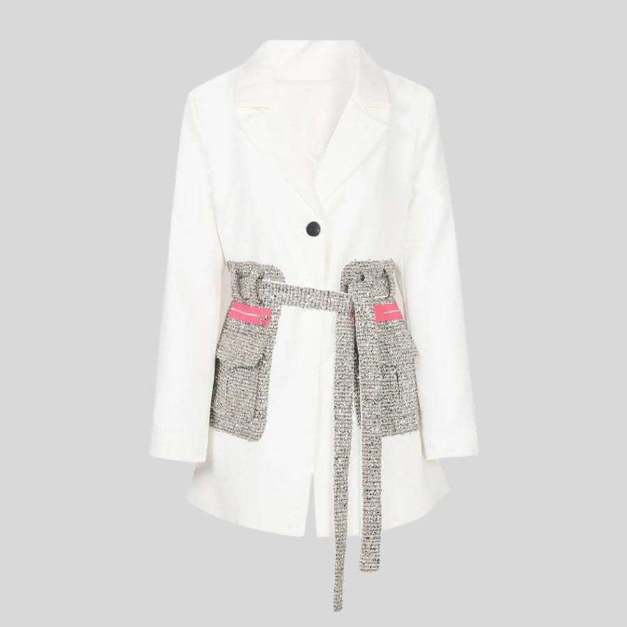 Jazz Up Irregular Design Blazer with Glitter Pockets-SimpleModerne