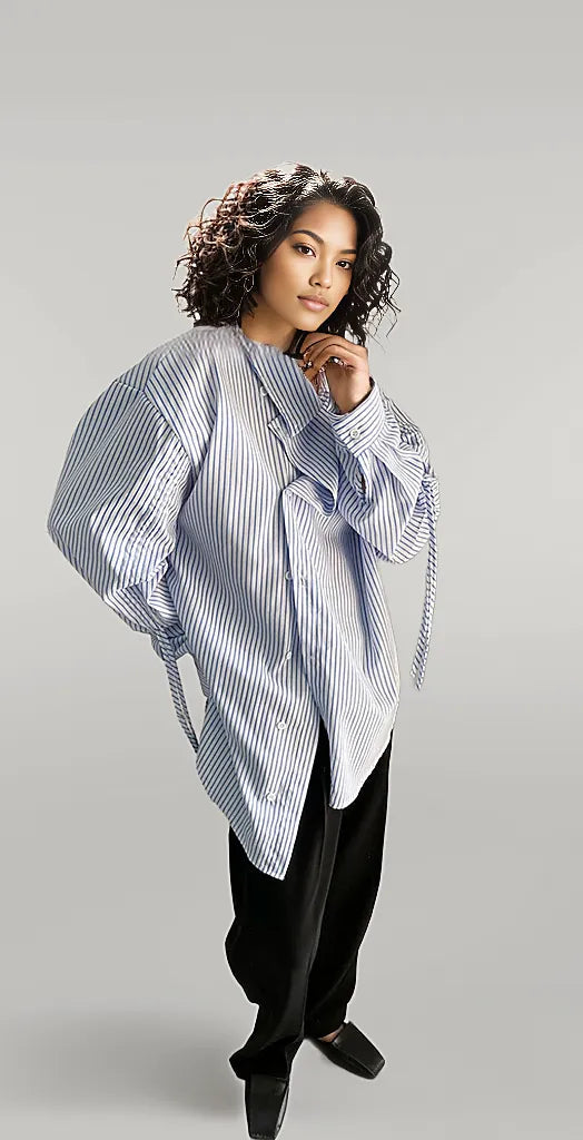 Jazz Up Irregular Design Stripe Pattern Shirt-SimpleModerne