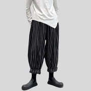 Jazz Up Striped Pattern Baloon Style Trousers-SimpleModerne