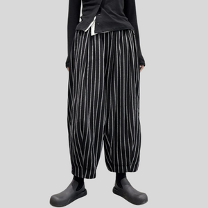 Jazz Up Striped Pattern Baloon Style Trousers-SimpleModerne