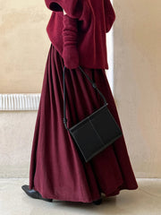 Jazz Up Winter Red Wine Maxi Skirt-SimpleModerne