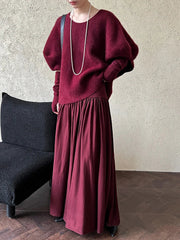 Jazz Up Winter Red Wine Maxi Skirt-SimpleModerne