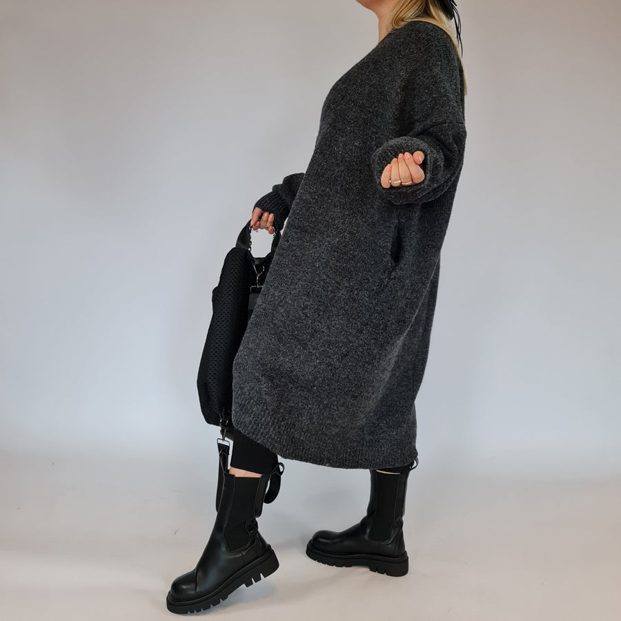 Lazy Keep Warm Chunky Dusky Goth Cardigan-SimpleModerne