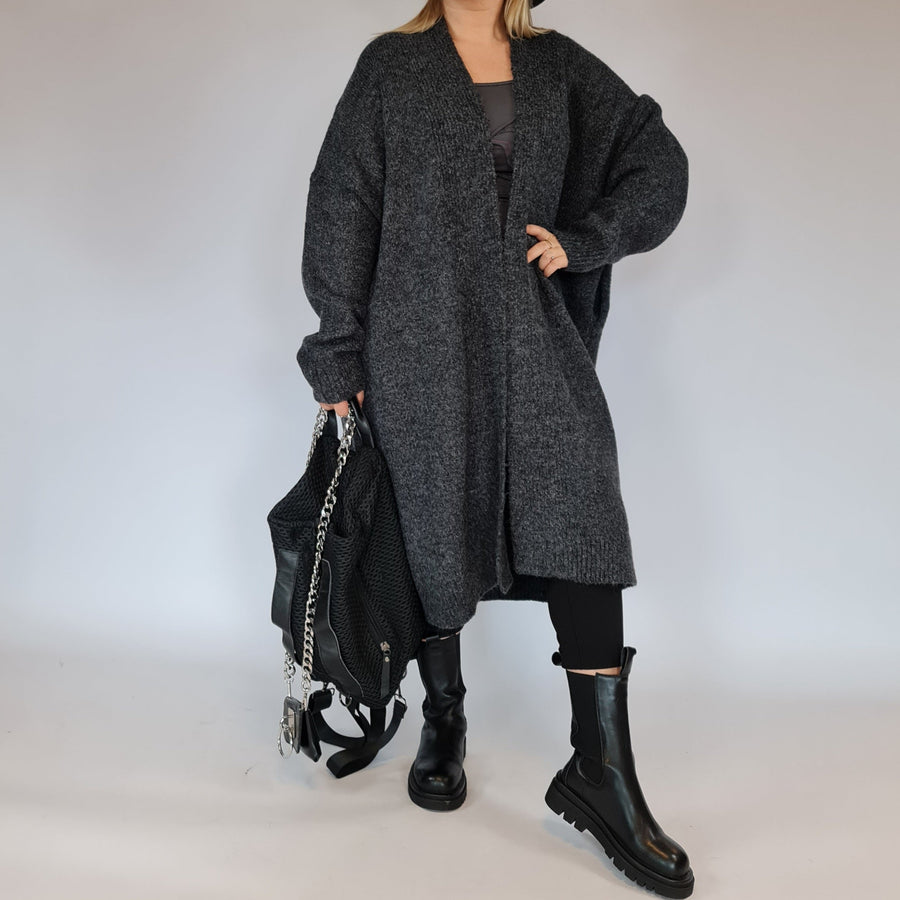 Lazy Keep Warm Chunky Dusky Goth Cardigan-SimpleModerne