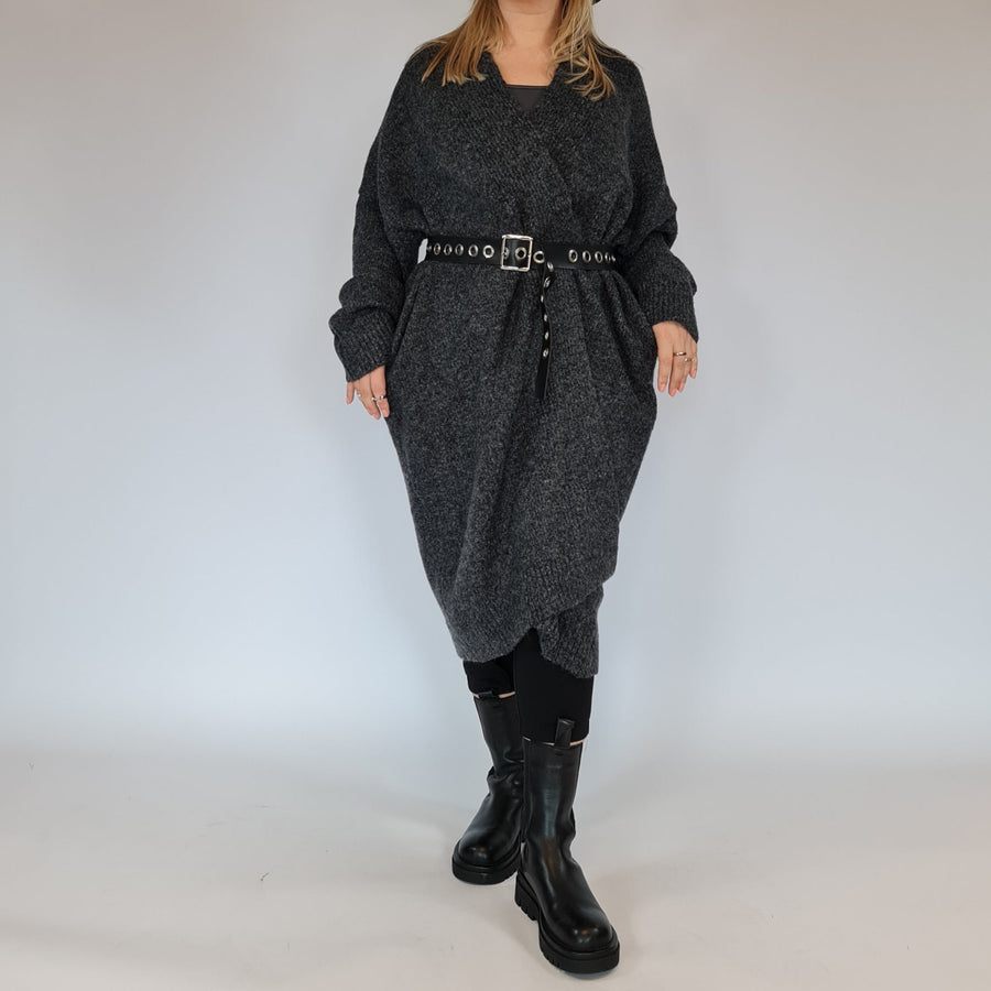 Lazy Keep Warm Chunky Dusky Goth Cardigan-SimpleModerne