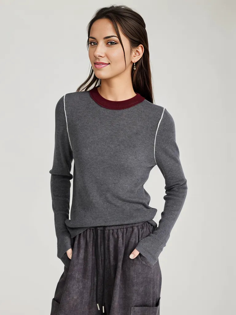 Limited Edition Lightweight Knitted Pullover – Available in Gray, Oat, and Wine Red-SimpleModerne