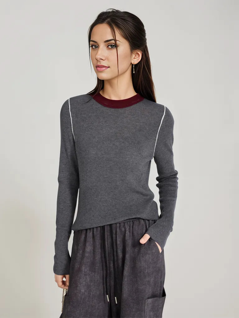 Limited Edition Lightweight Knitted Pullover – Available in Gray, Oat, and Wine Red-SimpleModerne