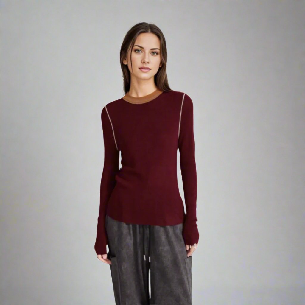 Limited Edition Lightweight Knitted Pullover – Available in Gray, Oat, and Wine Red-SimpleModerne