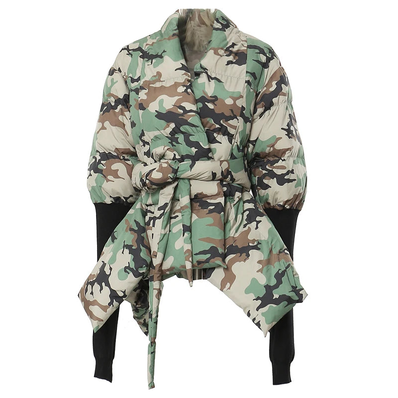 Lite Cotton Padded Jacket with Extra Long Sleeves - Camouflage-SimpleModerne