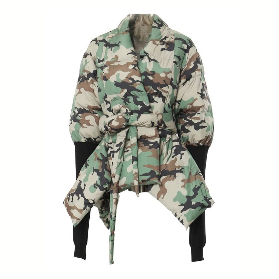 Lite Cotton Padded Jacket with Extra Long Sleeves - Camouflage-SimpleModerne