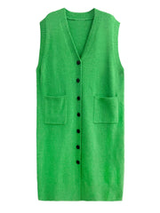 Maxi Punky Vest with Button Closure - Relaxed Fit, Sleeveless, Available in Mint Green, Pink & Black-SimpleModerne