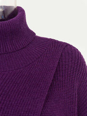 Maxi Split Purple Turtleneck Pullover-SimpleModerne