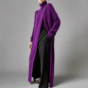 Maxi Split Purple Turtleneck Pullover-SimpleModerne