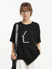 Minimalist Graphic Print Asymmetrical T-Shirt-SimpleModerne