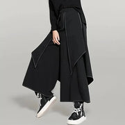 Office Style Wide Legged Trousers With Trendy Overlay-SimpleModerne