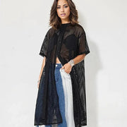 Oversized Fit Maxi Net Shirt-SimpleModerne