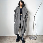 Oversized Tassel-Trimmed Cardigan – Available in Gray and Black-SimpleModerne