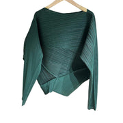 Pleated Design Green Shirt-SimpleModerne