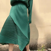 Pleated Design Green Skirt-SimpleModerne