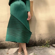 Pleated Design Green Skirt-SimpleModerne