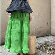 Pleated Pattern Green Skirt-SimpleModerne