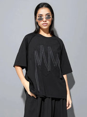 Punky Zigzag Applique T-Shirt-SimpleModerne