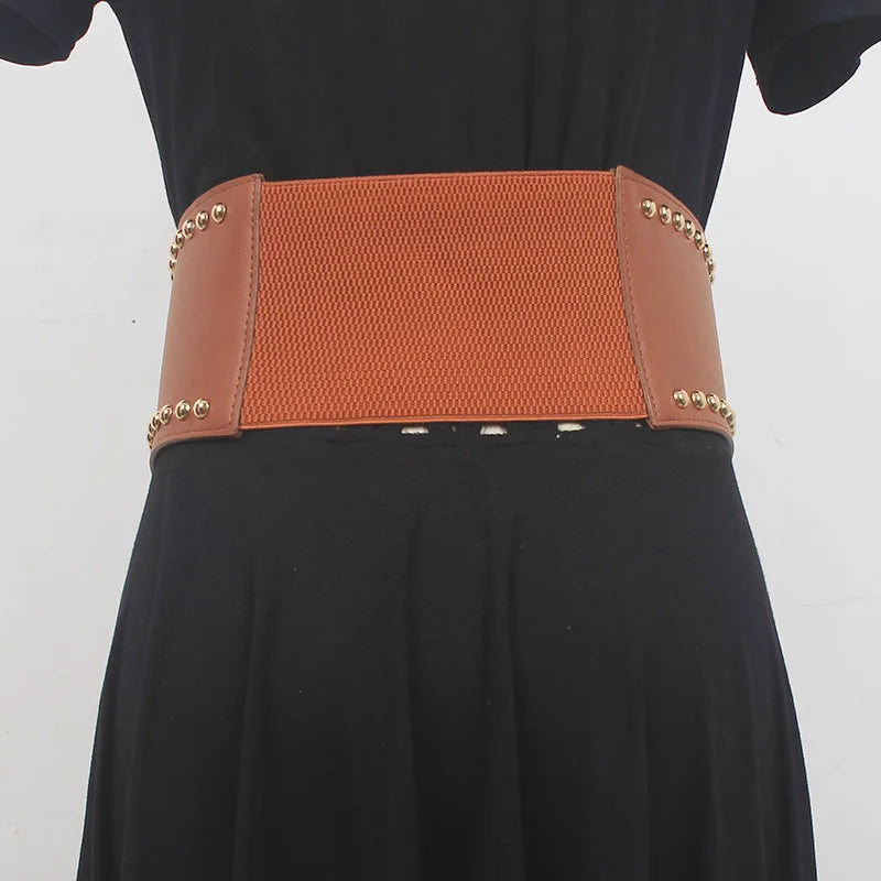 Rivet Girl - Gothic Style Wide Belt with Rivets-SimpleModerne