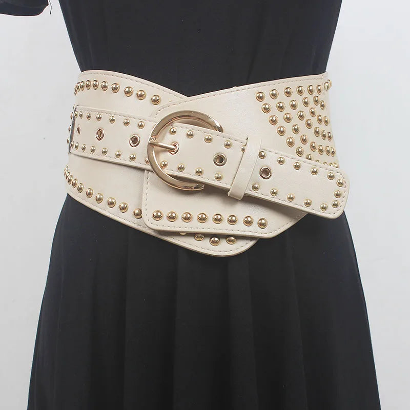 Rivet Girl - Gothic Style Wide Belt with Rivets-SimpleModerne