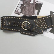 Rivet Girl - Gothic Style Wide Belt with Rivets-SimpleModerne