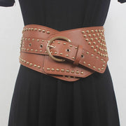 Rivet Girl - Gothic Style Wide Belt with Rivets-SimpleModerne